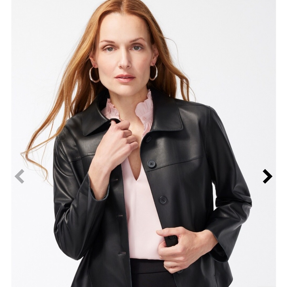 Chico's Black Leather Jacket size 12